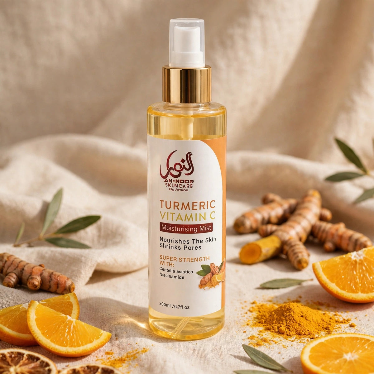Turmeric Vitamin C Moisturising Mist 200ml with turmeric and orange